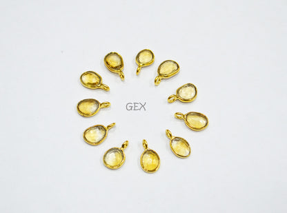 Citrine Faceted Slice Shape Connector , Sold By Piece , 7 - 10 mm , RB-7264