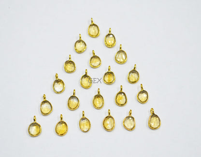 Citrine Faceted Slice Shape Connector , Sold By Piece , 7 - 10 mm , RB-7264