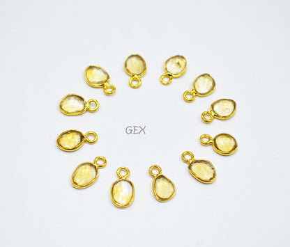 Citrine Faceted Slice Shape Connector , Sold By Piece , 5 - 8 mm , RB-7298