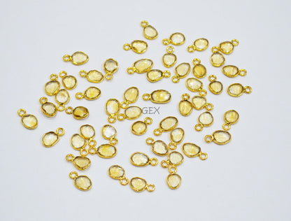Citrine Faceted Slice Shape Connector , Sold By Piece , 5 - 8 mm , RB-7298
