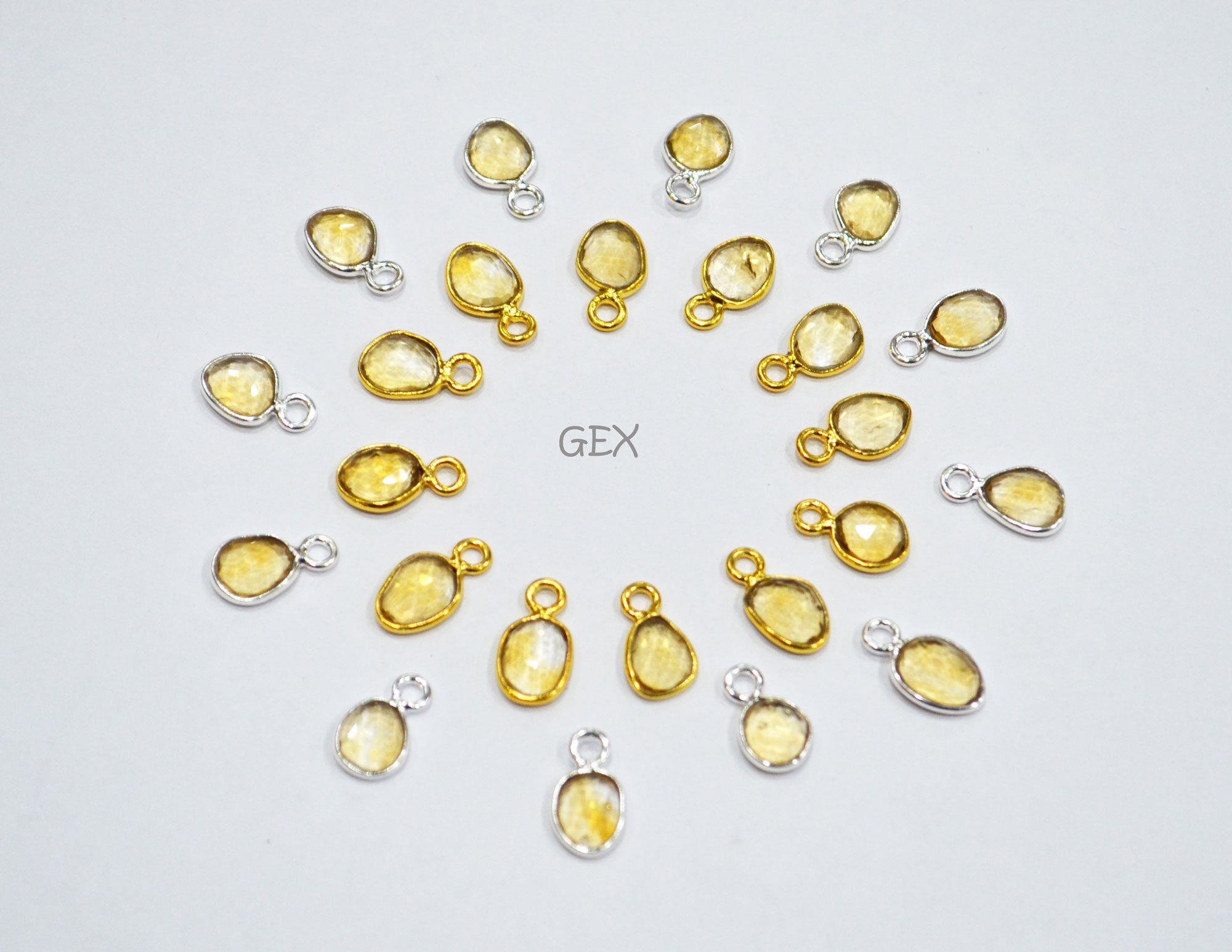 Citrine Faceted Slice Shape Connector , Sold By Piece , 5 - 8 mm , RB-7298