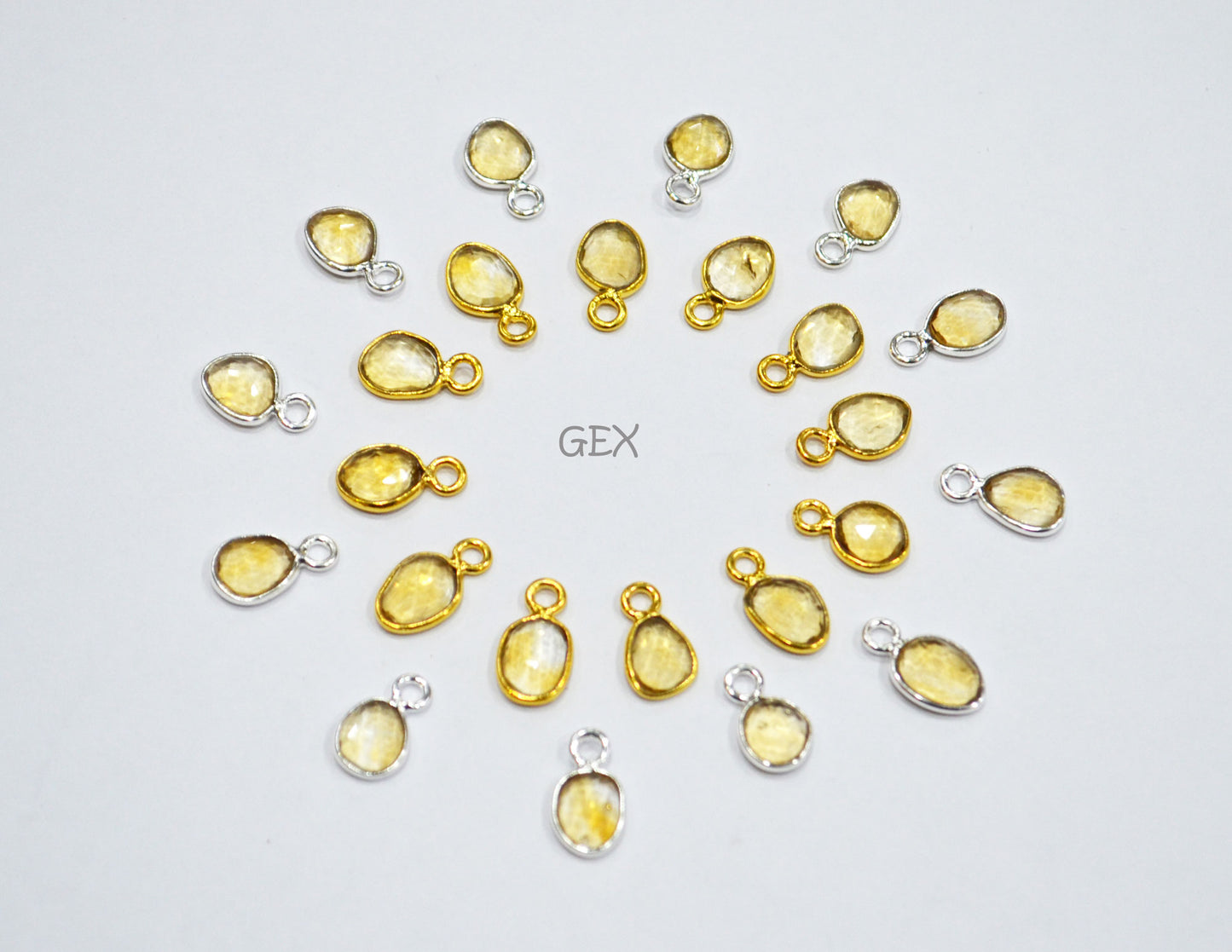 Citrine Faceted Slice Shape Connector , Sold By Piece , 5 - 8 mm , RB-7298