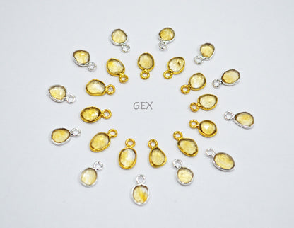 Citrine Faceted Slice Shape Connector , Sold By Piece , 5 - 8 mm , RB-7298