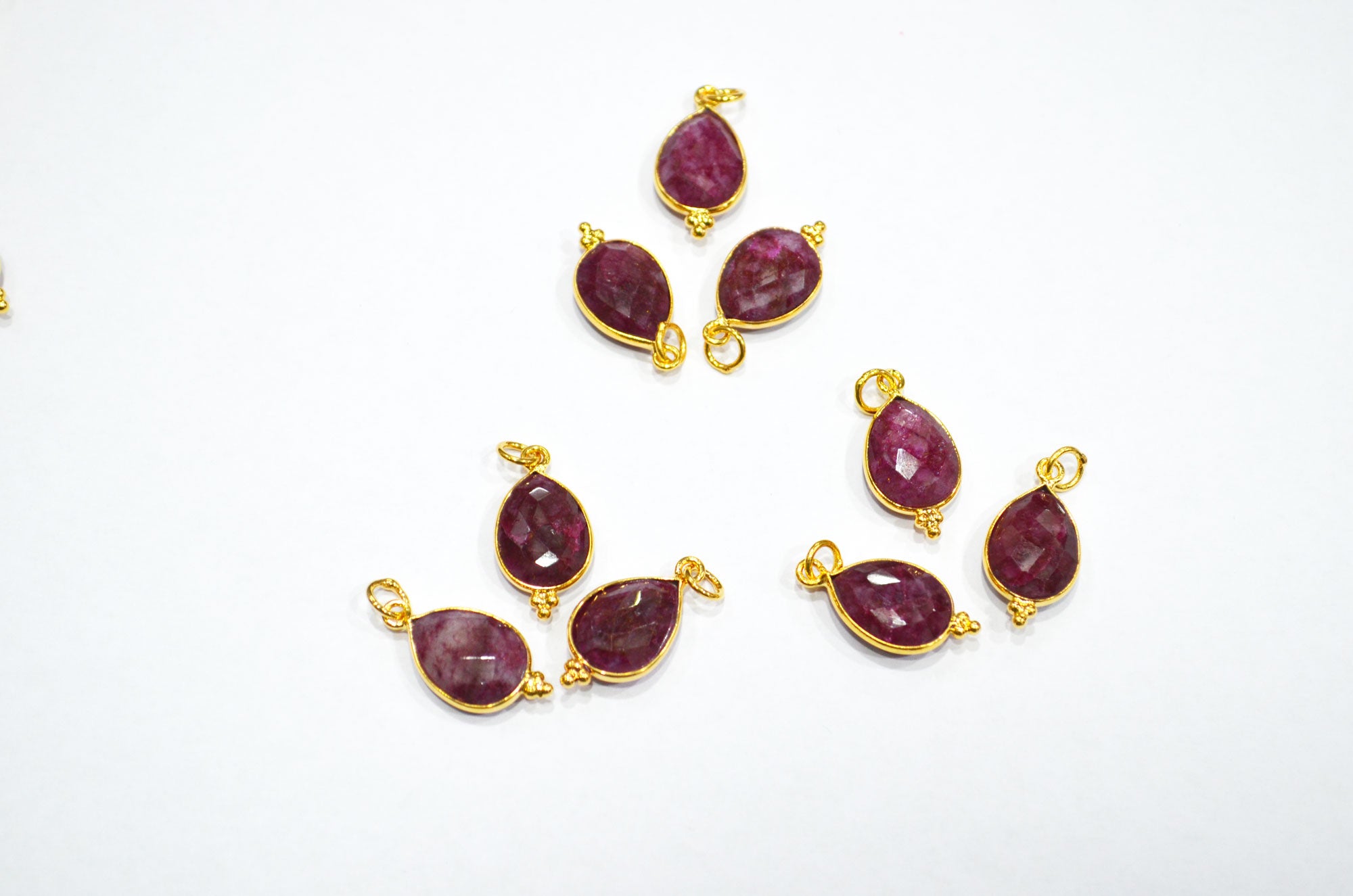 Dyed Ruby Faceted Pear Shape Connector , Sold By Piece , 11x22 mm , RB-7307