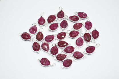 Dyed Ruby Faceted Pear Shape Connector , Sold By Piece , 11x22 mm , RB-7307