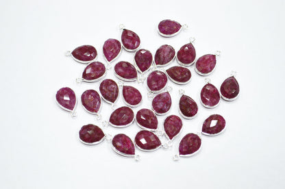 Dyed Ruby Faceted Pear Shape Connector , Sold By Piece , 11x19 mm , RB-7308