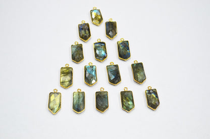 Labradorite Faceted Bullet Shape Connector , Sold By Piece , 11x21 mm , RB-7310