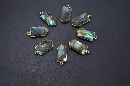 Labradorite Faceted Bullet Shape Connector , Sold By Piece , 11x21 mm , RB-7310
