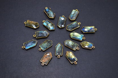 Labradorite Faceted Bullet Shape Connector , Sold By Piece , 11x21 mm , RB-7310