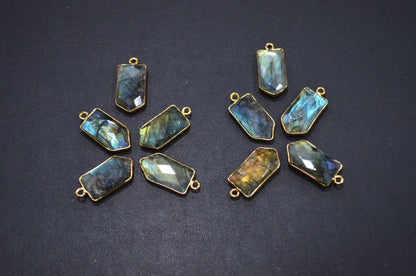 Labradorite Faceted Bullet Shape Connector , Sold By Piece , 11x21 mm , RB-7310
