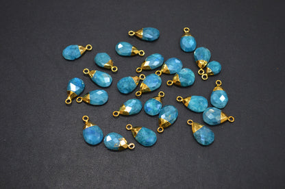 Mystic Ocean Green Rainbow Moonstone Electroplated Pear Shape Pendant , Sold By Piece , 9x16 - 11x18 mm , RB-7313