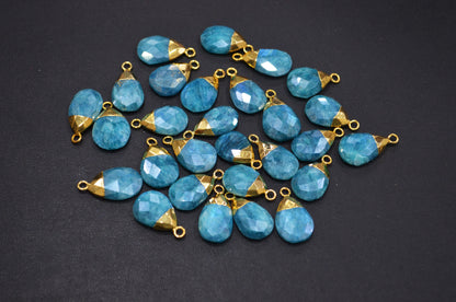 Mystic Ocean Green Rainbow Moonstone Electroplated Pear Shape Pendant , Sold By Piece , 11x18 - 13x21 mm , RB-7314