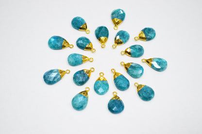 Mystic Ocean Green Rainbow Moonstone Electroplated Pear Shape Pendant , Sold By Piece , 11x19 - 13x22 mm , RB-7315