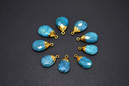 Mystic Ocean Green Rainbow Moonstone Electroplated Pear Shape Pendant , Sold By Piece , 12x21 - 15x25 mm , RB-7316