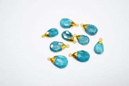 Mystic Ocean Green Rainbow Moonstone Electroplated Pear Shape Pendant , Sold By Piece , 12x21 - 15x25 mm , RB-7316