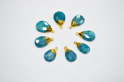 Mystic Ocean Green Rainbow Moonstone Electroplated Pear Shape Pendant , Sold By Piece , 12x21 - 15x25 mm , RB-7316