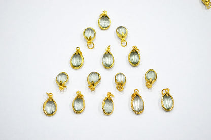Green Amethyst Electroplated Oval Shape Pendant , Sold By Piece , 10x18 - 11x20 mm , RB-7318