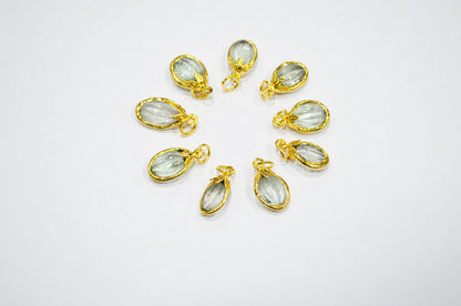 Green Amethyst Electroplated Oval Shape Pendant , Sold By Piece , 10x18 - 11x20 mm , RB-7318