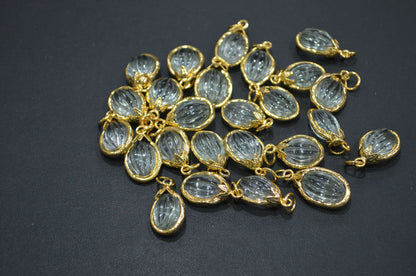 Green Amethyst Electroplated Oval Shape Pendant , Sold By Piece , 12x20 - 13x23 mm , RB-7319