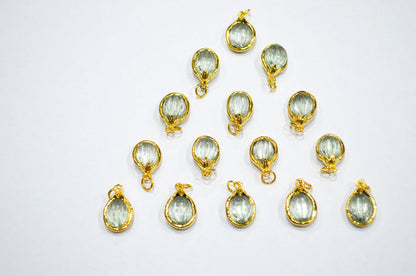 Green Amethyst Electroplated Oval Shape Pendant , Sold By Piece , 12x20 - 13x23 mm , RB-7319
