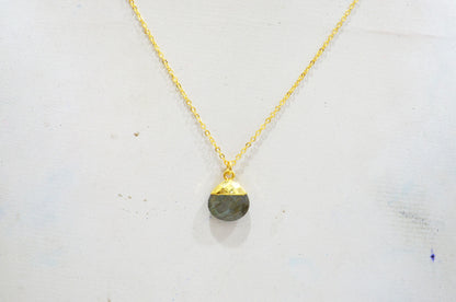 Labradorite Faceted Heart Shape Pendant With Adjustable Chain And Lobster Lock Necklace , 14 mm , RB-7325