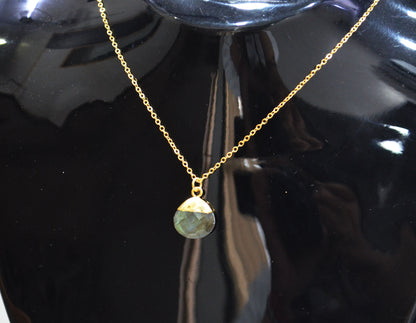 Labradorite Faceted Heart Shape Pendant With Adjustable Chain And Lobster Lock Necklace , 14 mm , RB-7325