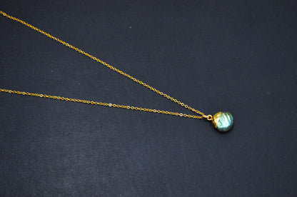 Labradorite Faceted Heart Shape Pendant With Adjustable Chain And Lobster Lock Necklace , 14 mm , RB-7325