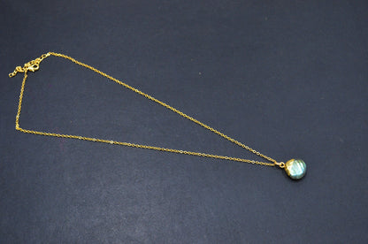 Labradorite Faceted Heart Shape Pendant With Adjustable Chain And Lobster Lock Necklace , 14 mm , RB-7325