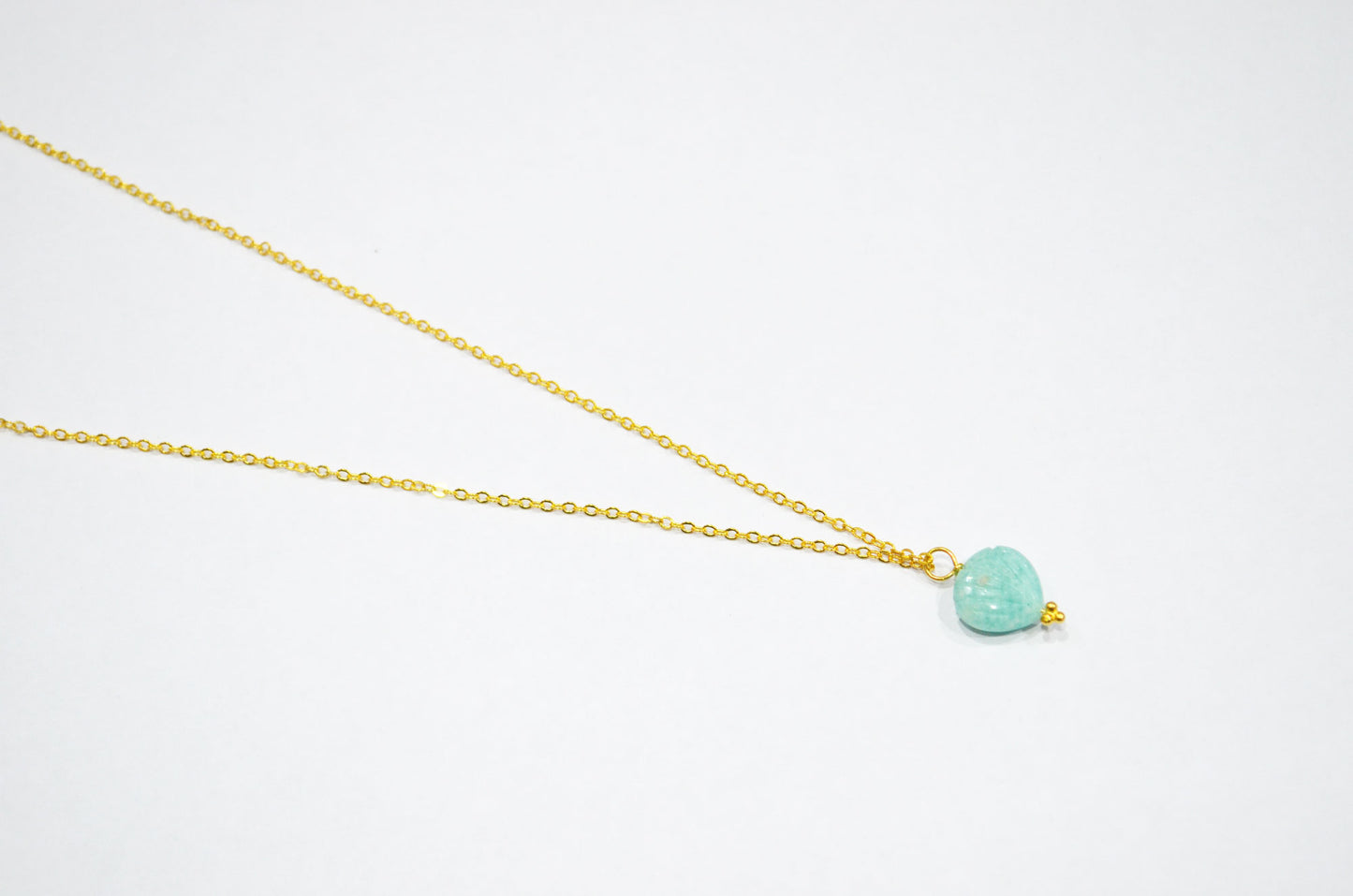 Amazonite Carved Heart Shape Pendant With Adjustable Chain And Lobster Lock Necklace , 12 mm , RB-7327