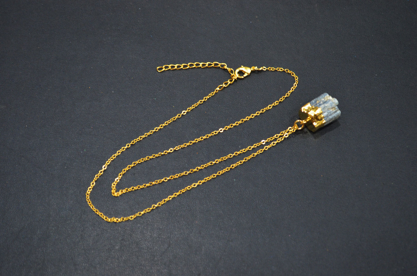 Himalayan Kyanite Rough Nugget Shape Pendant With Adjustable Chain And Lobster Lock Necklace , 12x14 mm , RB-7331