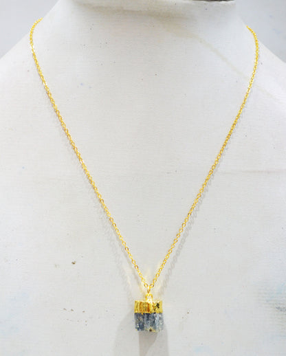 Himalayan Kyanite Rough Nugget Shape Pendant With Adjustable Chain And Lobster Lock Necklace , 12x14 mm , RB-7331