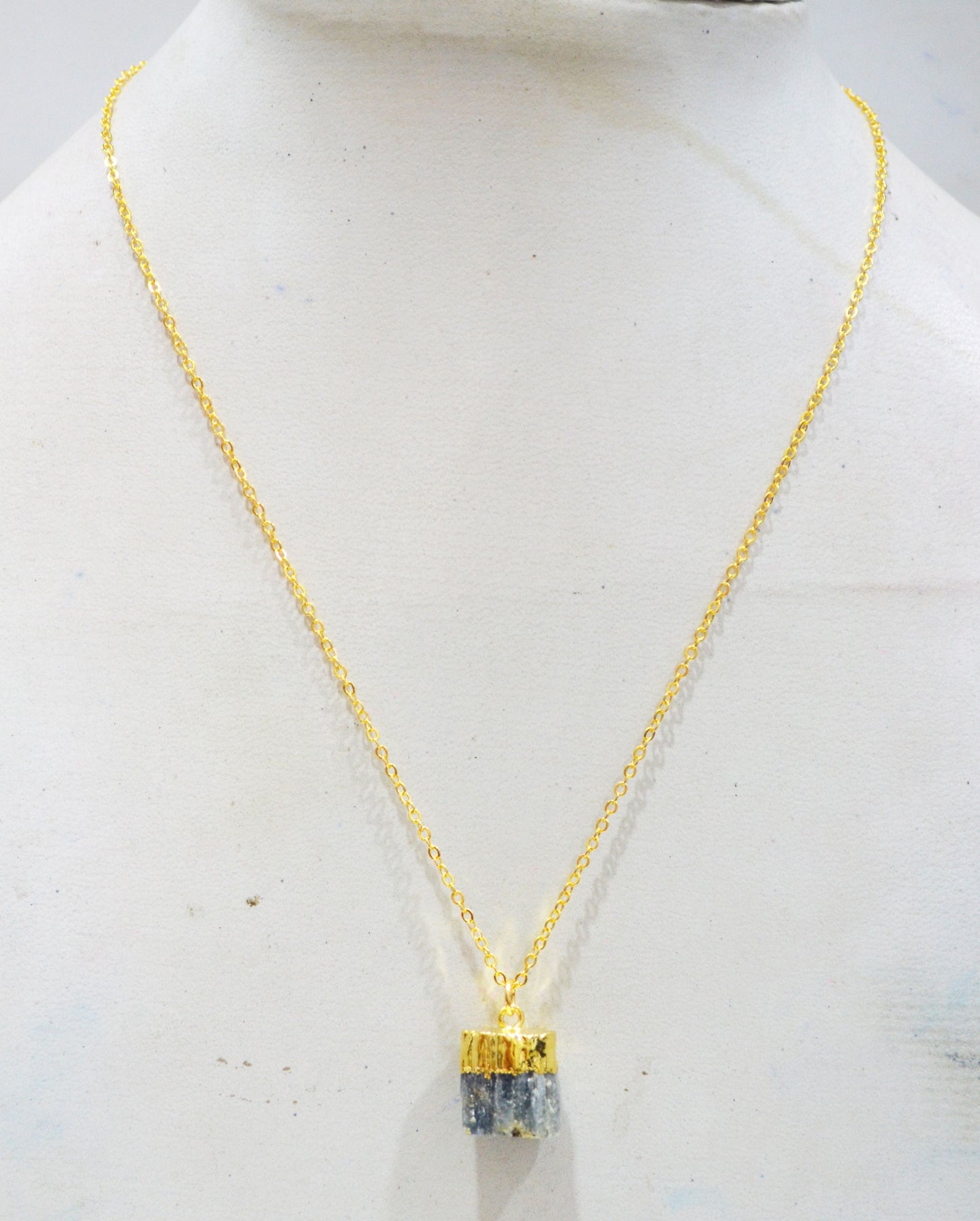 Himalayan Kyanite Rough Nugget Shape Pendant With Adjustable Chain And Lobster Lock Necklace , 12x14 mm , RB-7331