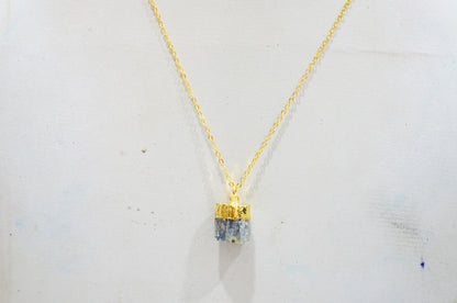 Himalayan Kyanite Rough Nugget Shape Pendant With Adjustable Chain And Lobster Lock Necklace , 12x14 mm , RB-7331