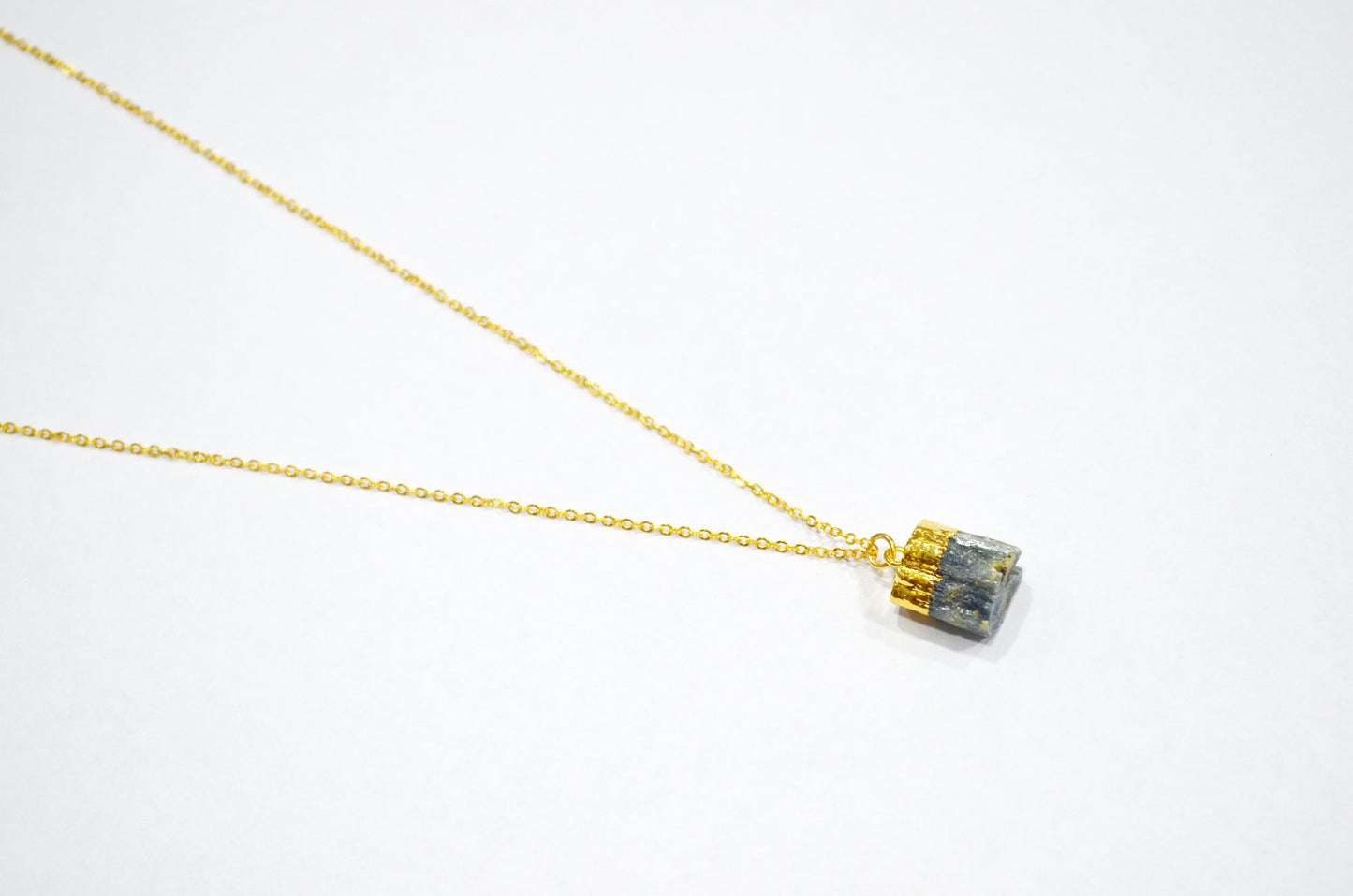 Himalayan Kyanite Rough Nugget Shape Pendant With Adjustable Chain And Lobster Lock Necklace , 12x14 mm , RB-7331