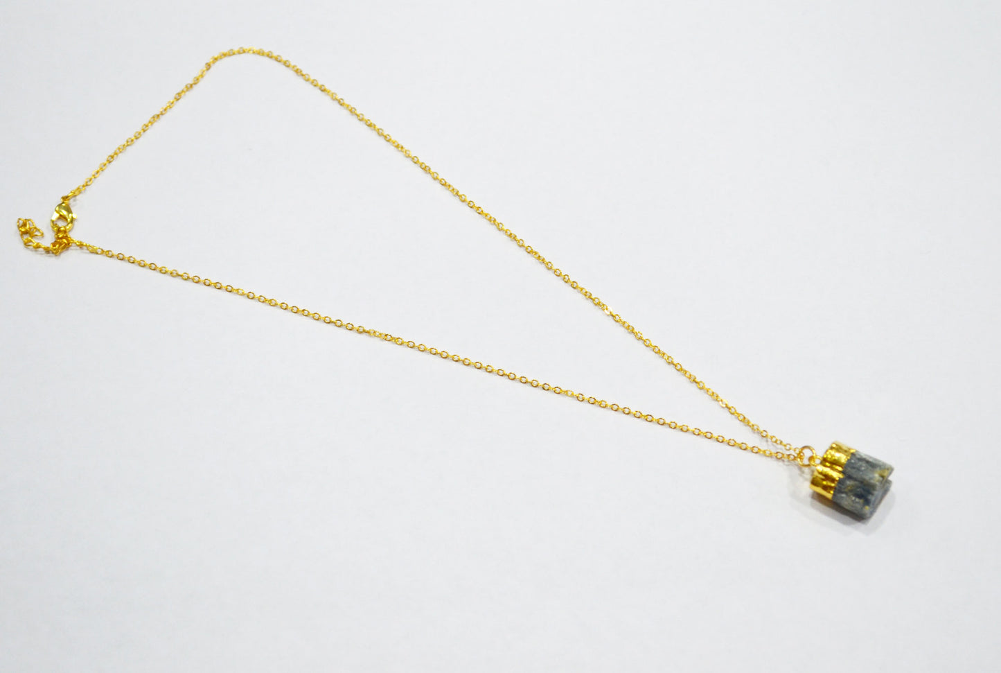 Himalayan Kyanite Rough Nugget Shape Pendant With Adjustable Chain And Lobster Lock Necklace , 12x14 mm , RB-7331