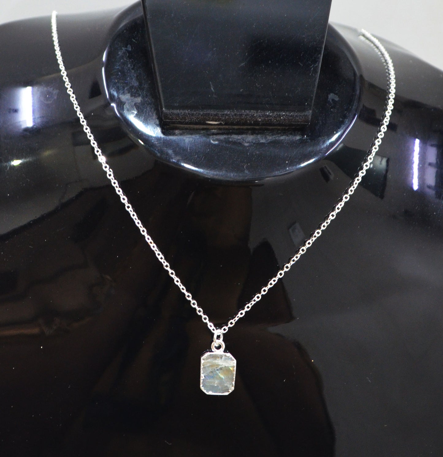 Labradorite Smooth Square Shape Pendant With Adjustable Chain And Lobster Lock Necklace , 10x12 mm , RB-7333