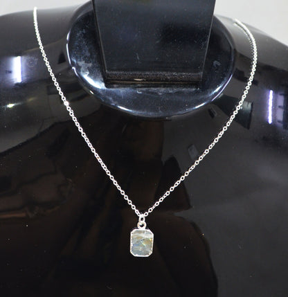 Labradorite Smooth Square Shape Pendant With Adjustable Chain And Lobster Lock Necklace , 10x12 mm , RB-7333