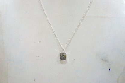 Labradorite Smooth Square Shape Pendant With Adjustable Chain And Lobster Lock Necklace , 10x12 mm , RB-7333