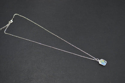 Labradorite Smooth Square Shape Pendant With Adjustable Chain And Lobster Lock Necklace , 10x12 mm , RB-7333
