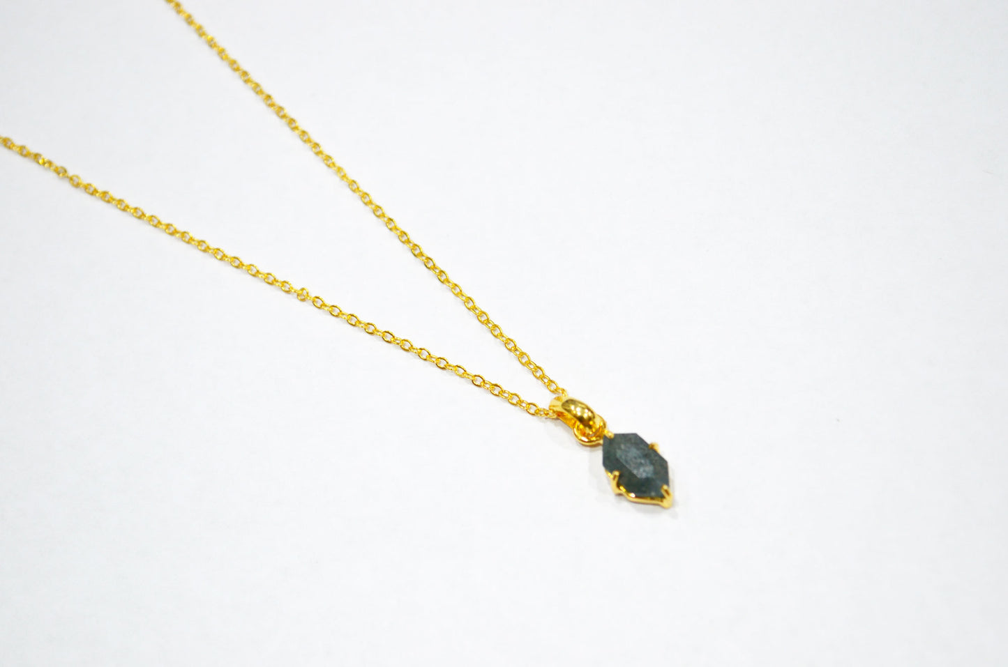 Ocean Green Jasper Faceted Fancy Shape Pendant With Adjustable Chain And Lobster Lock Necklace , 8x13 mm , RB-7335