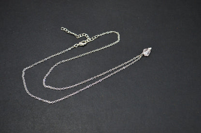 Rose Quartz Rough Nugget Shape Pendant With Adjustable Chain And Lobster Lock Necklace , 6 mm , RB-7337