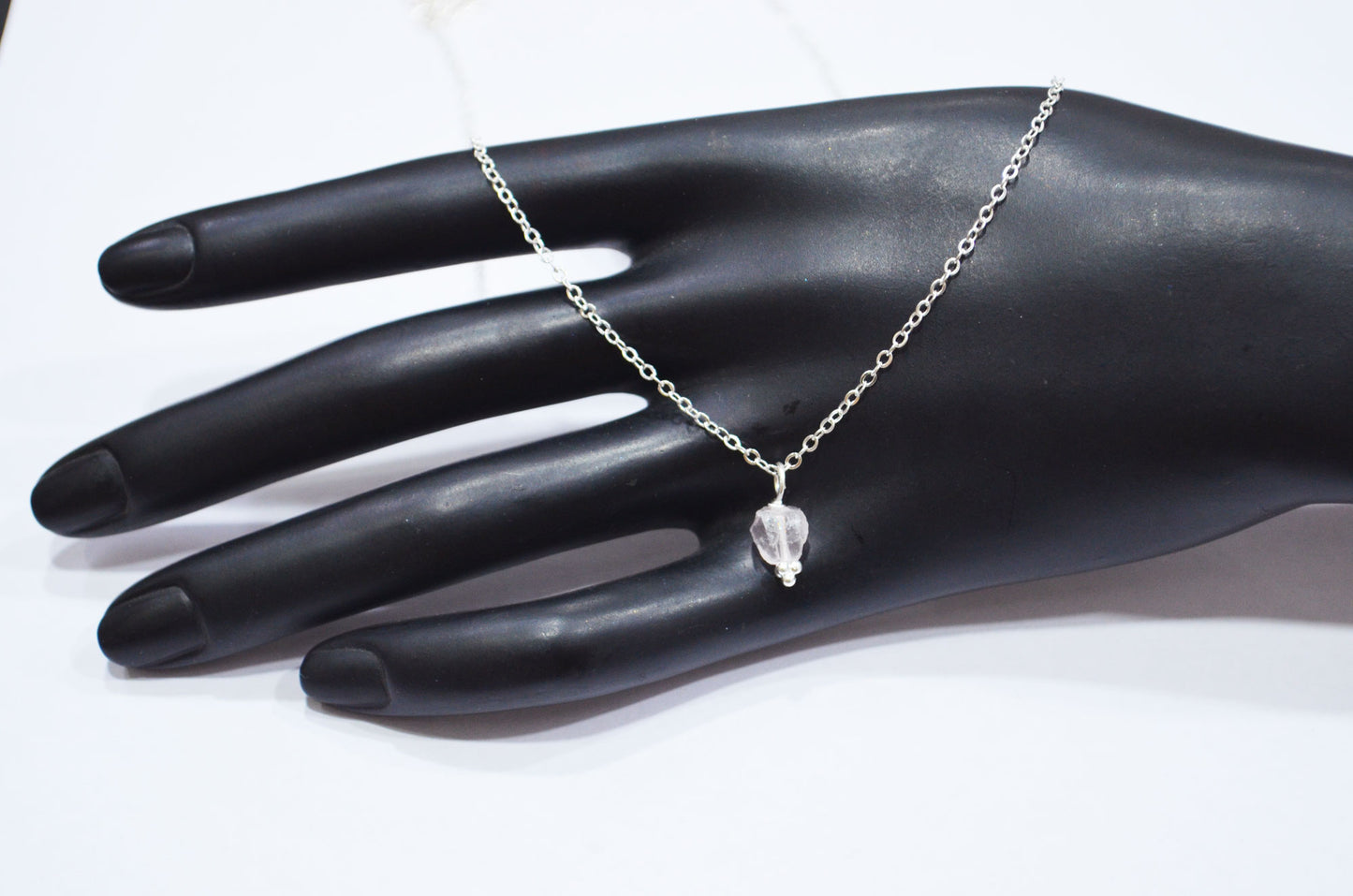 Rose Quartz Rough Nugget Shape Pendant With Adjustable Chain And Lobster Lock Necklace , 6 mm , RB-7337