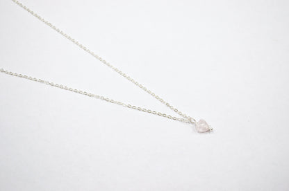 Rose Quartz Rough Nugget Shape Pendant With Adjustable Chain And Lobster Lock Necklace , 6 mm , RB-7337