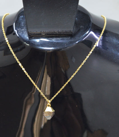 Copper Rutile Rough Nugget Shape Pendant With Adjustable Chain And Lobster Lock Necklace , 11 mm , RB-7338
