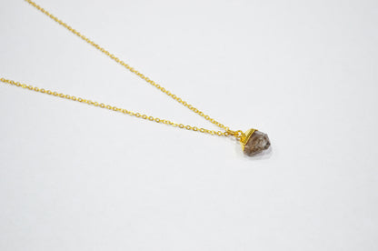 Copper Rutile Rough Nugget Shape Pendant With Adjustable Chain And Lobster Lock Necklace , 11 mm , RB-7338