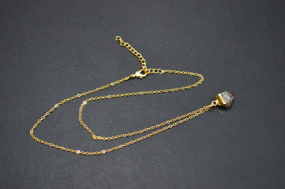 Copper Rutile Rough Nugget Shape Pendant With Adjustable Chain And Lobster Lock Necklace , 11 mm , RB-7338