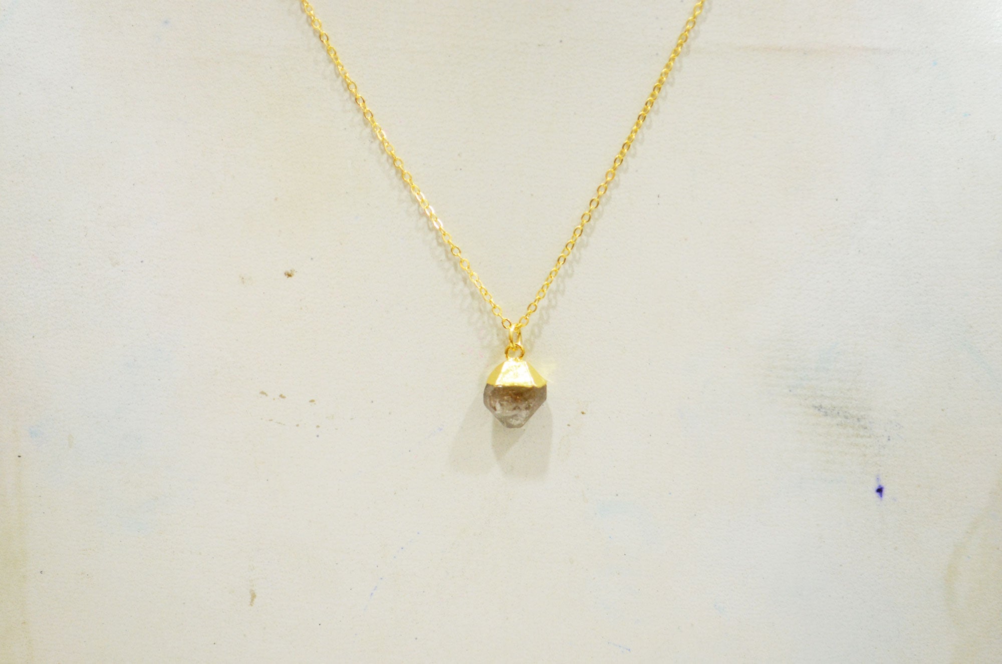 Copper Rutile Rough Nugget Shape Pendant With Adjustable Chain And Lobster Lock Necklace , 11 mm , RB-7338