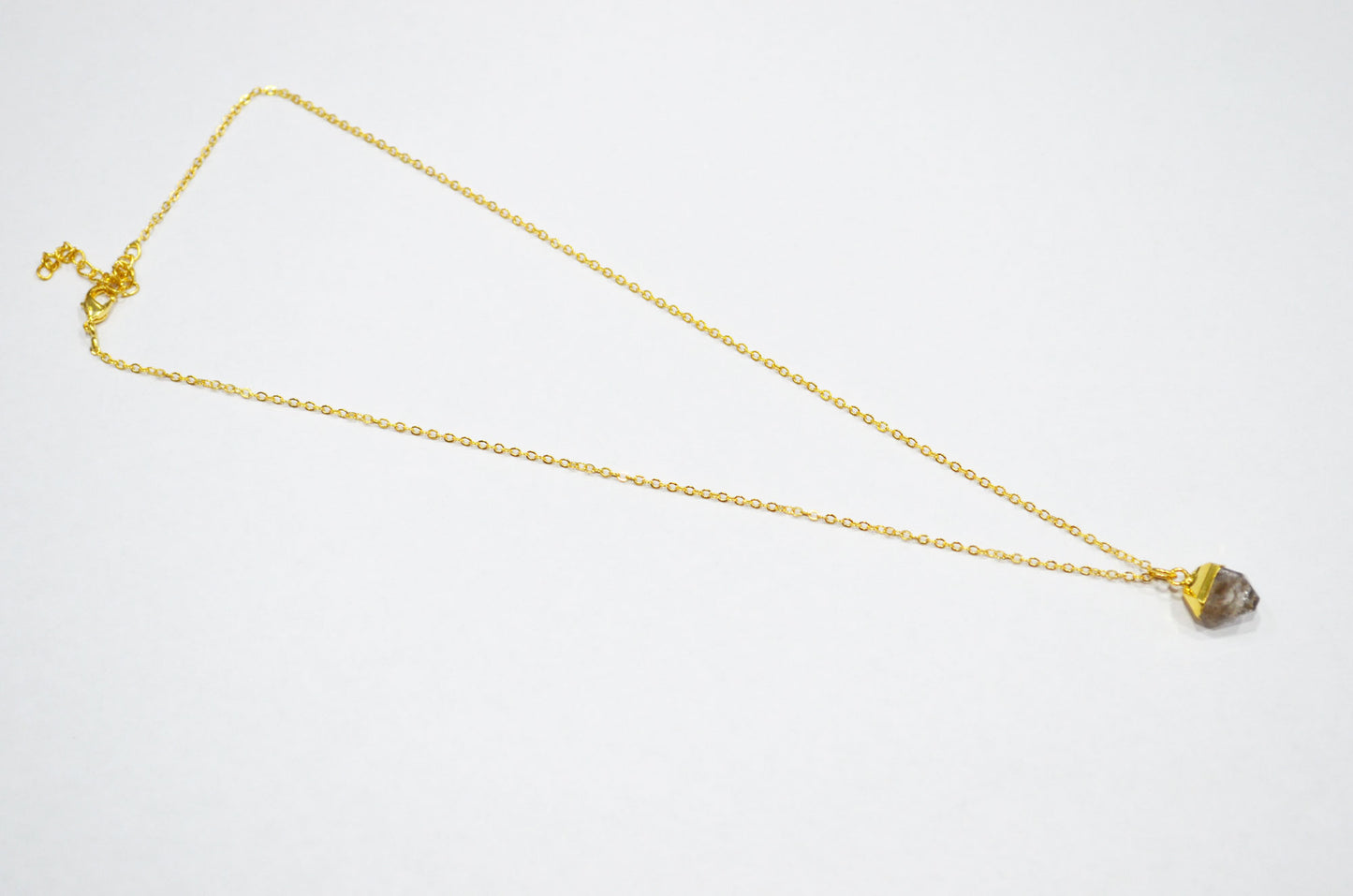 Copper Rutile Rough Nugget Shape Pendant With Adjustable Chain And Lobster Lock Necklace , 11 mm , RB-7338