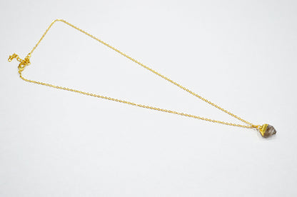 Copper Rutile Rough Nugget Shape Pendant With Adjustable Chain And Lobster Lock Necklace , 11 mm , RB-7338