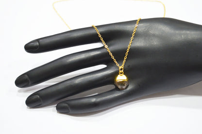 Copper Rutile Rough Nugget Shape Pendant With Adjustable Chain And Lobster Lock Necklace , 11 mm , RB-7338